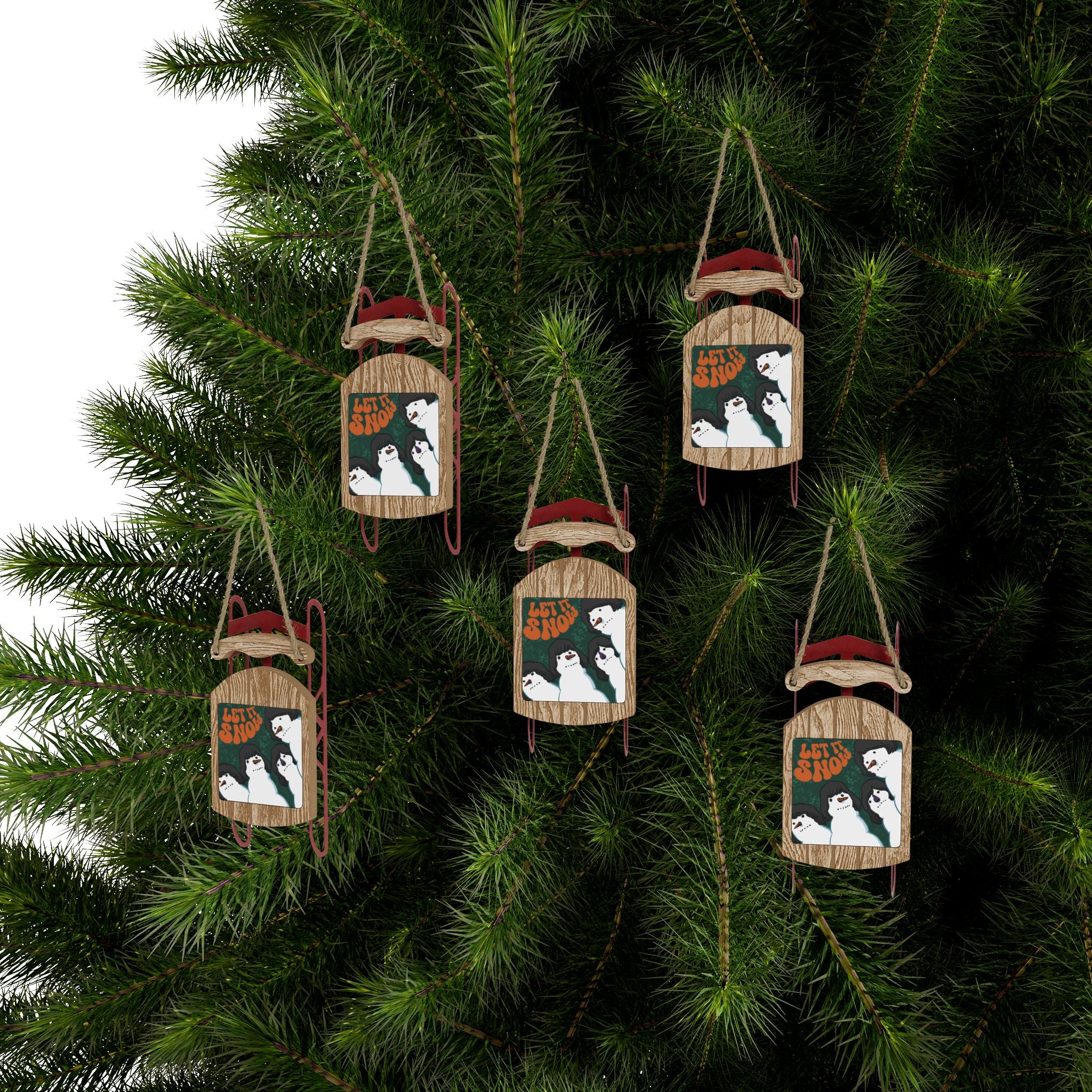 Let it Snow Sled Ornaments