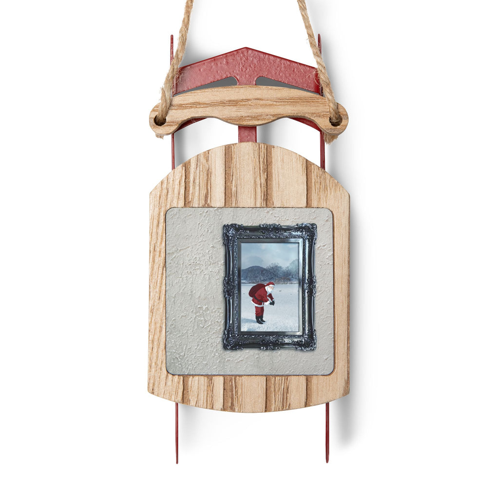 Rockin' Santa Frame Sled Ornaments