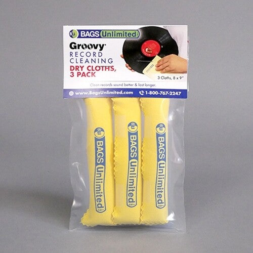 Bu Asa-2D Groovy Record Cleaning Cloth 3Pk Ylw - Bags Unlimited ASA-2D - Groovy Record Cleaning Cloth 3 Pk - Microfiber (Yellow)