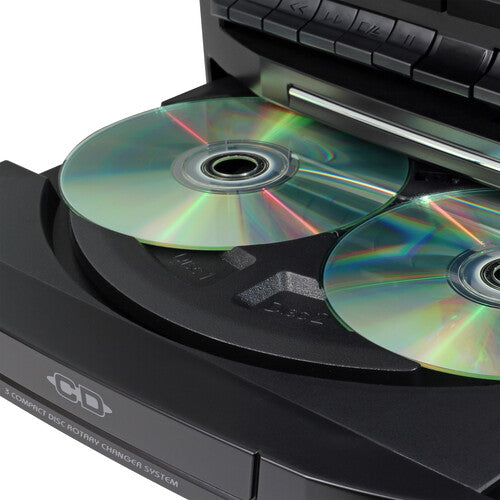 Jensen JMC-1250 Bluetooth Turntable/CD/Cassette/Radio Music Entertainment System (Black)