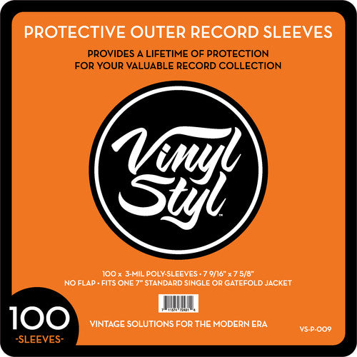 Vinyl Styl Vsp009 45 Rpm Record Oter Slv 100Ct Clr - Vinyl Styl® VS-P-009 7 Inch Outer Record Sleeves - Open Top - 100 Count (Clear)