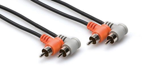 Hosa Stereo Intercon Dual R-Angle Rca to Same 2M - Hosa CRA-202RR Stereo Intercon Dual R-Angle RCA to Same 6.6 Ft