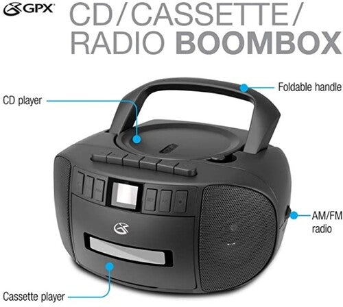 Ilive Bca209B Boombox CD Cassette Am Fm Black - GPX BCA209B Stereo Boombox With CD Player, Cassette Recorder,  AM/FM Radio AC/DC (Black)