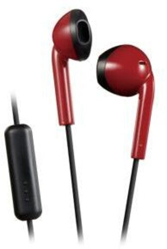 Jvc Haf19Mrb Vintage Earbuds Ipx2 Mic Rmote rd/Blk - JVC HAF19MRB Vintage Earbuds IPX2 Sweat Proof Includes Mic & Remote (Red/Black)