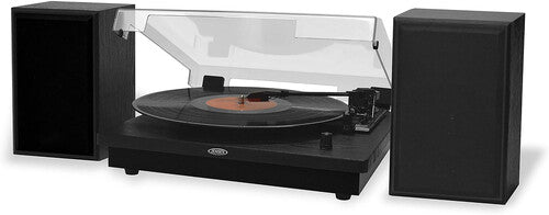 Jensen Jta315 Dual Bt Turntable 20W Speakers Black - Jensen JTA-315 Dual Bluetooth Turntable (33/45/78 RPM) - 20 Watts (Black)