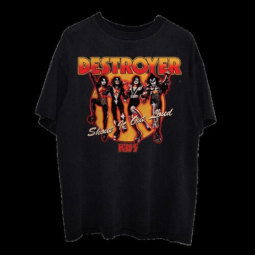 Kiss Destroyer Black Unisex Ss Tee L - KISS Destroyer Shout It Out Loud Black Unisex Short Sleeve T-shirt Large