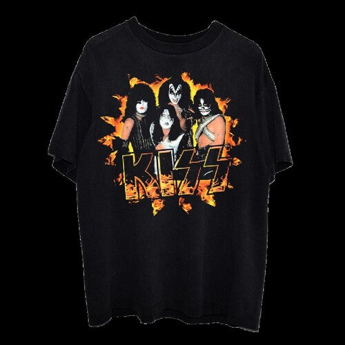 KISS Fire Logo Black Unisex Short Sleeve T-shirt - T-shirt