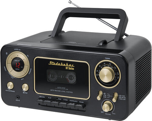 Studebaker Sb2135Btbg Bt CD Player Fm Cass Blk/Gld - Studebaker SB2135BTBG Bluetooth Portable CD Player Radio and Cassette Player (Black/Gold)