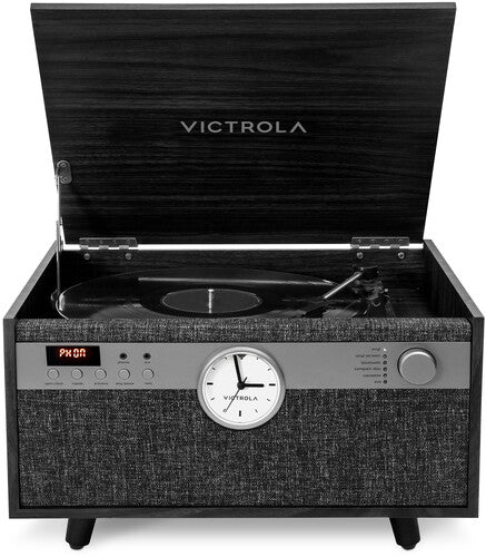 Victrola VTA-835SB-BLK Century Signature+ Bluetooth 6-in-1 Music Center With Clock & Legs Black