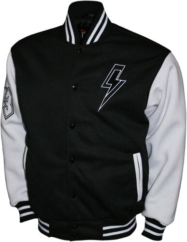 AC/DC - Bolt - Varsity Fleece Jacket - White/Black - Black & White