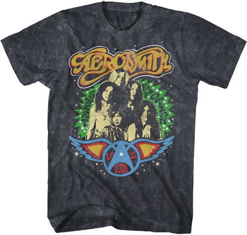Aerosmith - Sweet Emotion USA Tour T-Shirt - Black Mineral Wash - Adult Shirt