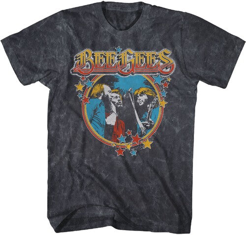 Bee Gees - Stars Vintage T-Shirt - Black Mineral Wash - Adult Shirt