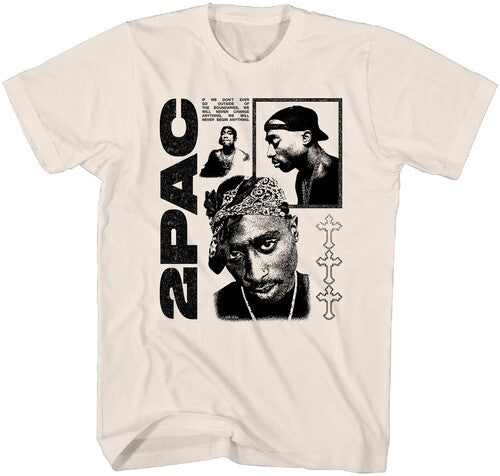 Tupac - Photos Logo T-Shirt - Tan - Adult Shirt