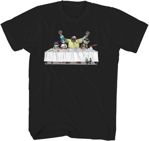 Gorillaz - Dinner Table T-Shirt - Black - Adult Shirt