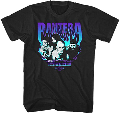 Pantera - Cowboys from Hell Purple Flame T-Shirt - Black - Adult Shirt