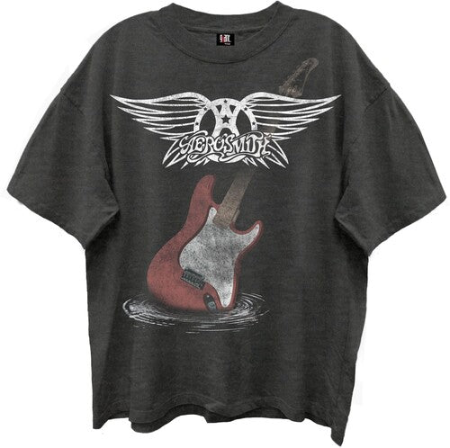 Aerosmith - Guitar Wings - Giant Vintage T-Shirt - Black - Adult Shirt