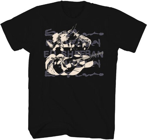 Ed Sheeran - Photo with Guitar T-Shirt - Black - Adult Shirt