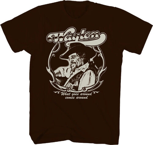 Waylon Jennings - What Goes Around T-Shirt - Chocolate - Chocolate