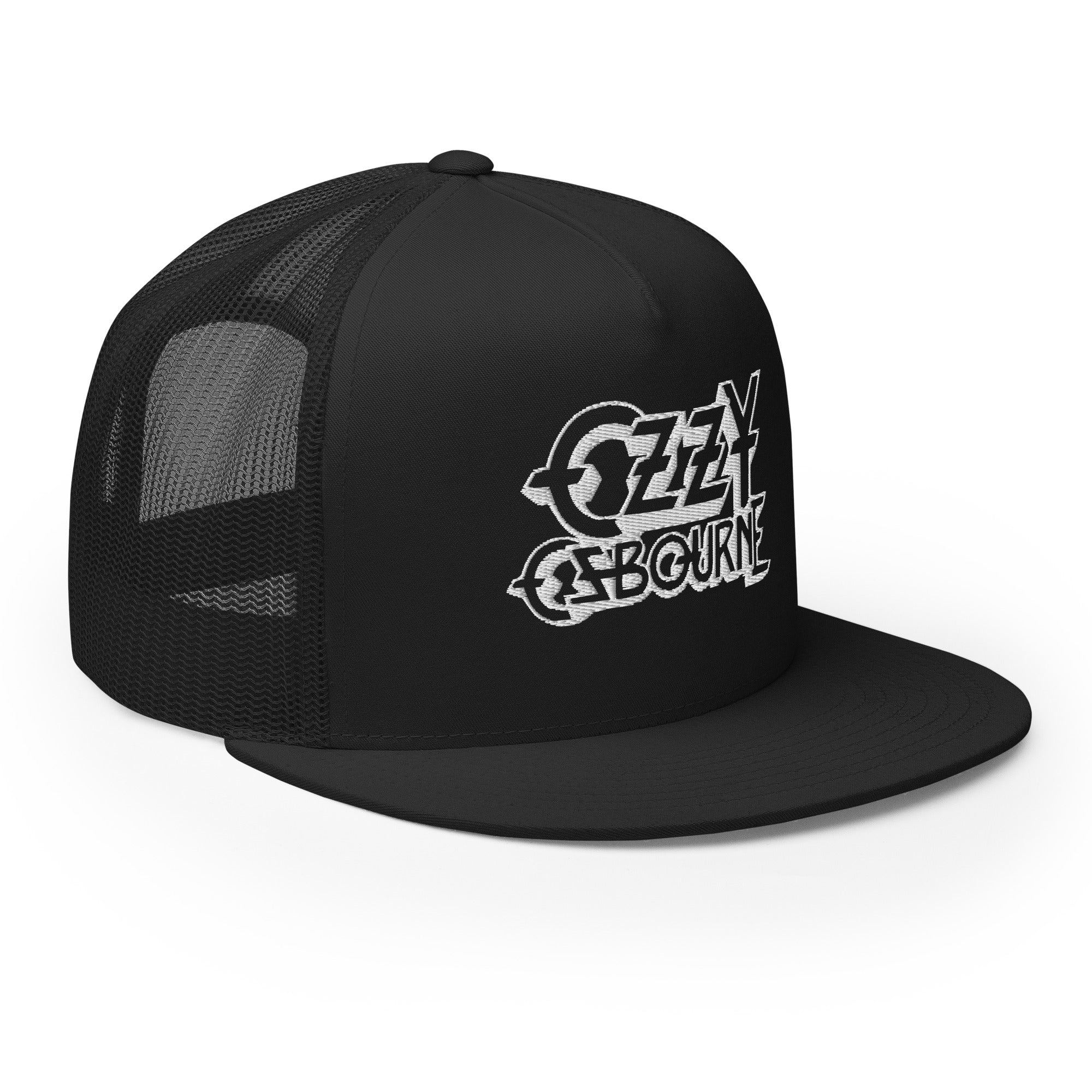 MERCHMOMENT Ozzy Osborne White Logo Embroidered Trucker Hat [Apparel]