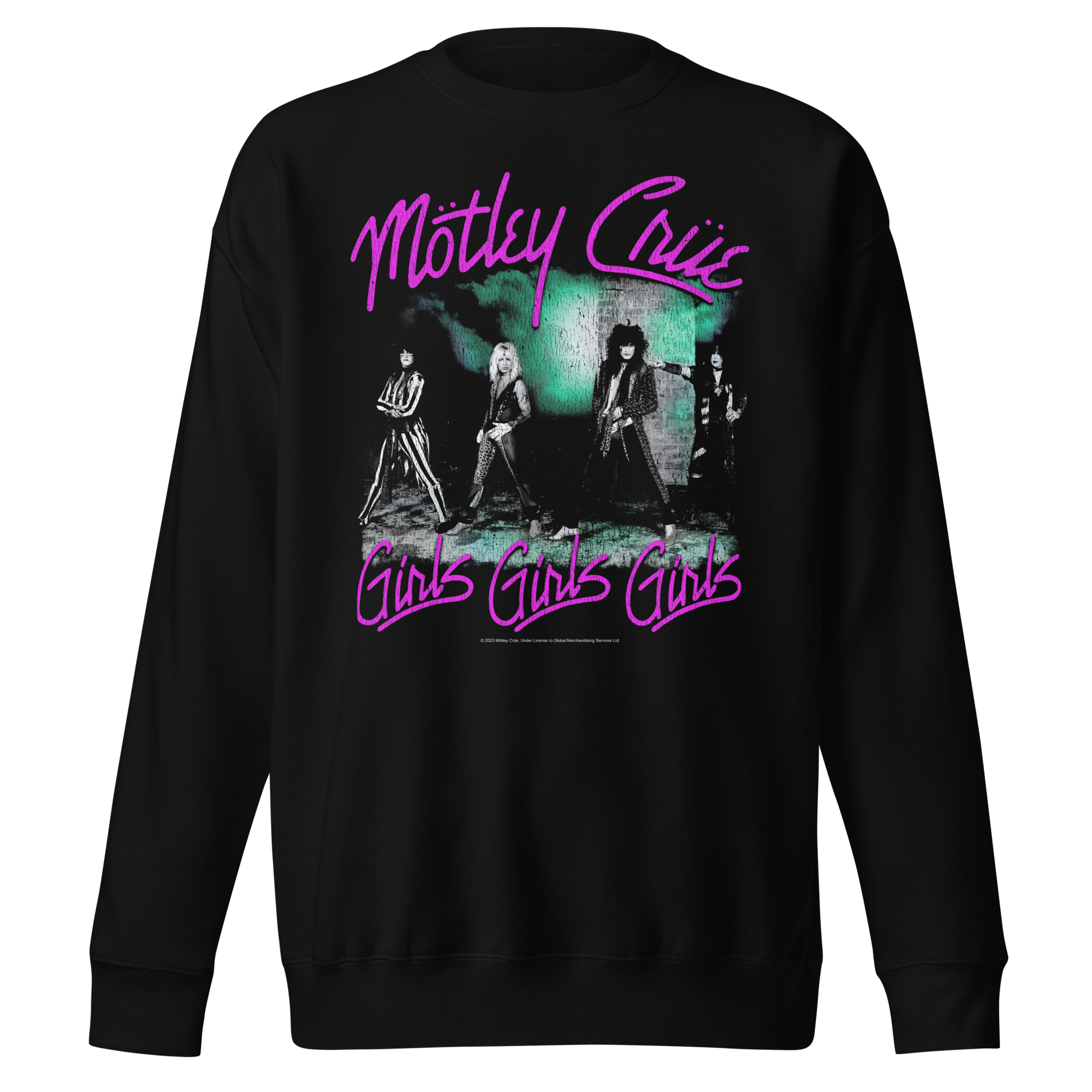 MERCHMOMENT Motley Crue Pink Girls Jumbo Print Sweatshirt [Apparel]