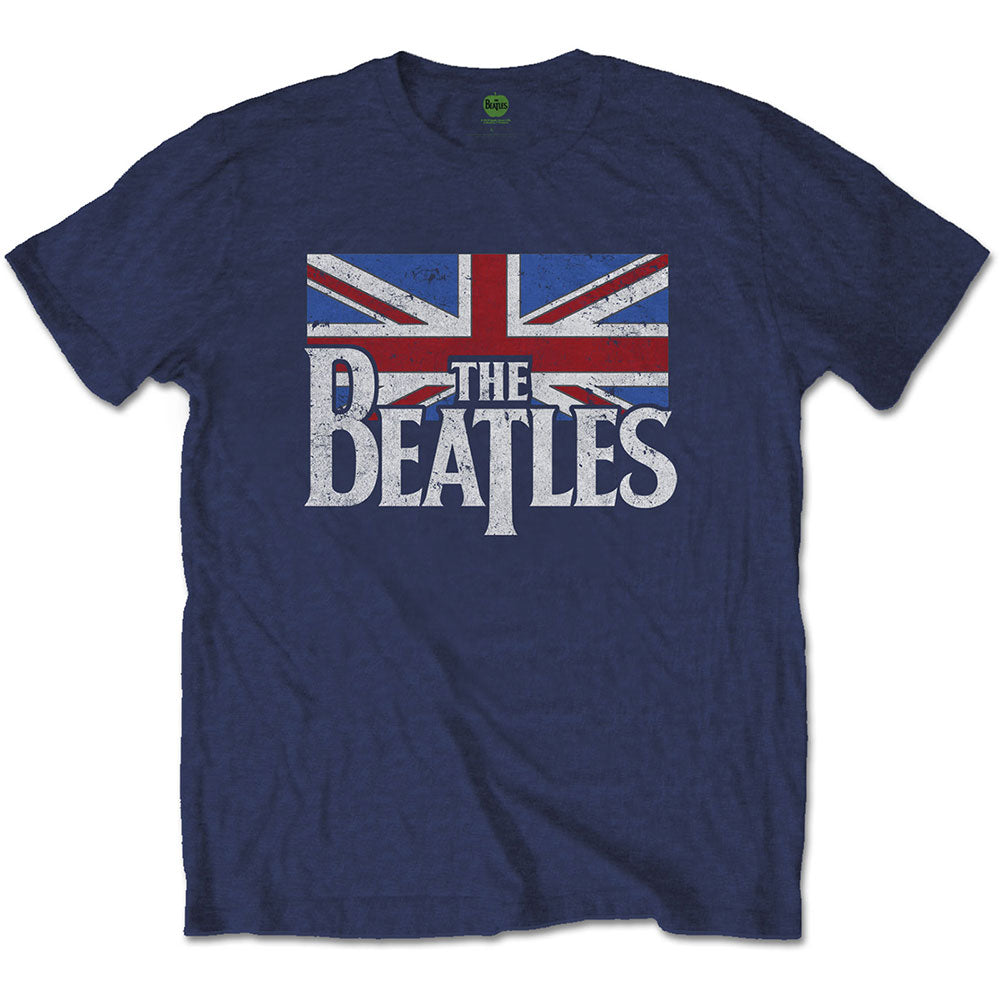 The Beatles Drop T Logo & Vintage Flag [T-Shirt]
